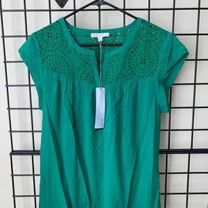 Green eyelet blouse